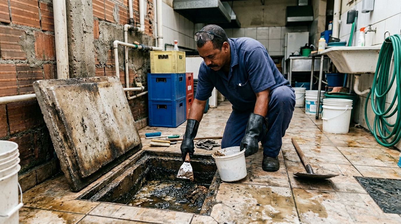 Limpeza de caixa de gordura residencial em Anápolis‑GO